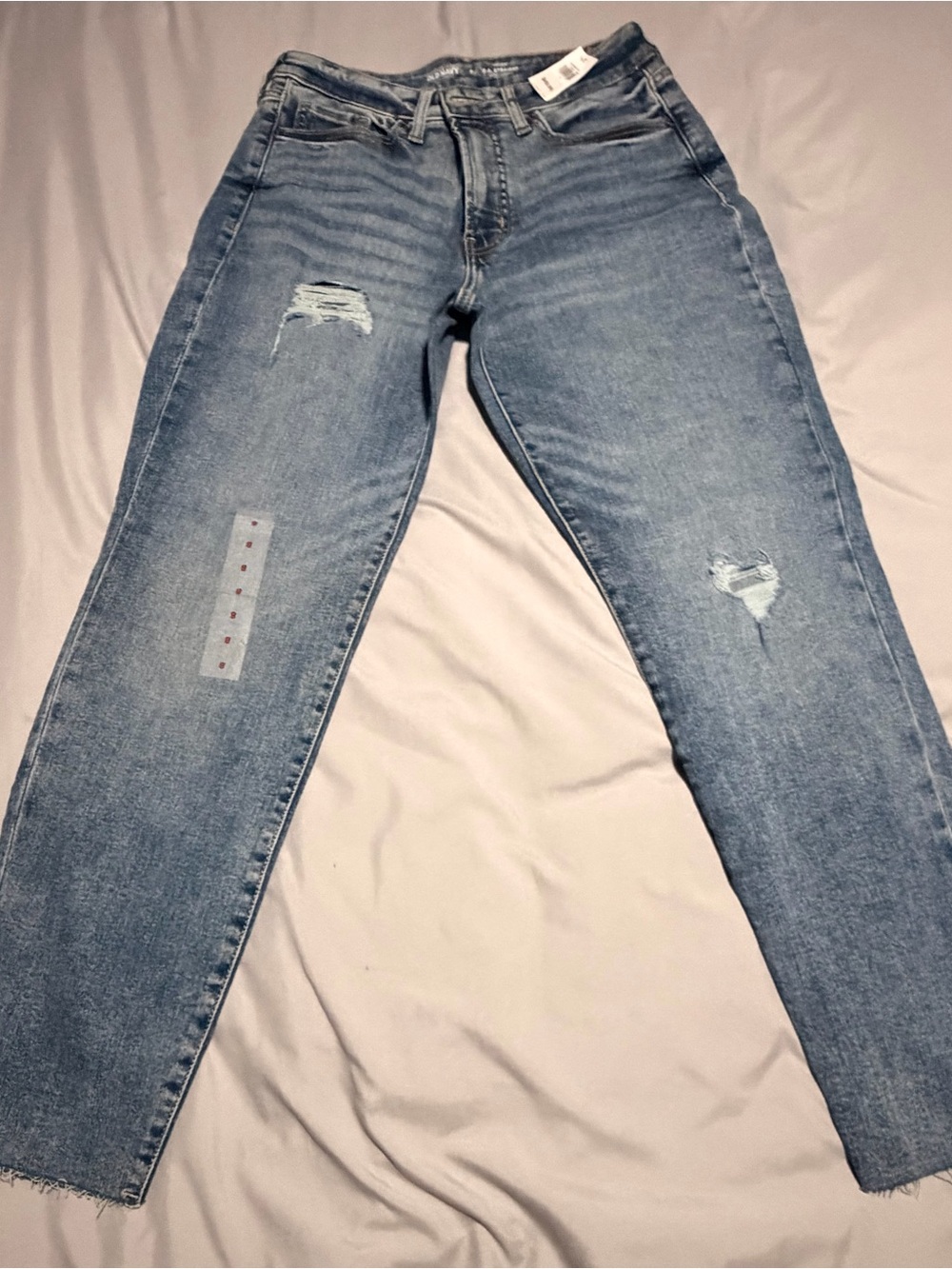 Old Navy Light Blue Distressed Straight-Leg Jeans
